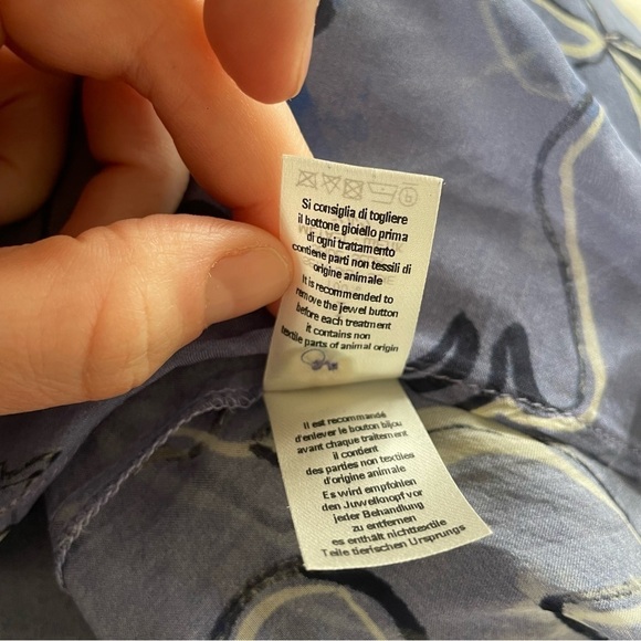 Forte_Forte Blue Purple Silk Floral Hidden Button Placket Blouse EUC Size I/4/S - Picture 7 of 11